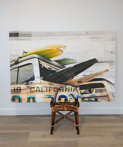 Large Painting Print Stretch Canvas 60" x 40" NEW CALIFORNIA Parvez Taj Cali Day Surfboard Surfing Beach