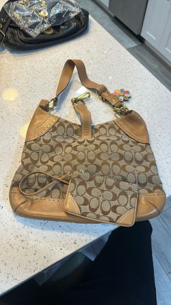 Vintage Signature Duffle Shoulder Bag & Coach Signature Canvas Small Wristlet Wallet