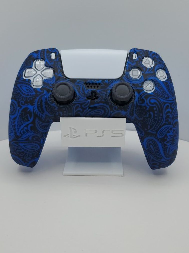 Blue Unique Pattern Silicone Cover Skin Case For Sony PS5