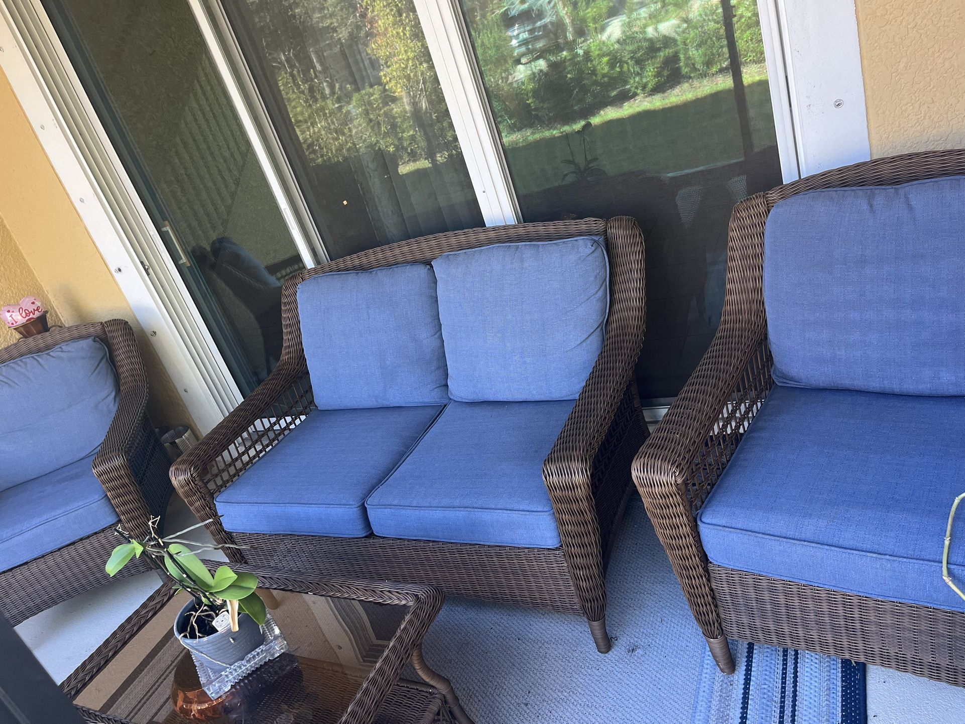 Patio Furniture Loveseat Chairs & Table