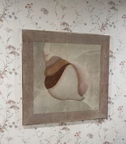 Vintage 1970’s Framed Suede Wall Art Seashells 37” By 37”