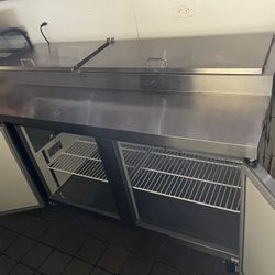Pizza Prep Table 71" Refrigerated 2 Door Kitchen Monkey 