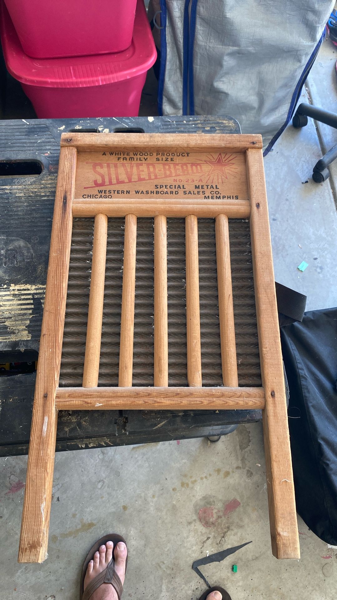 Antique Silver Beam Washboard