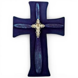 Hand Made Cross Accented With Real Silver Cross