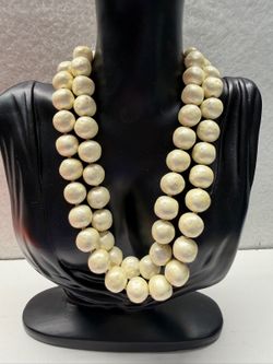 Vintage Multi-Strand Faux Pearl Necklace Gold Tone Clasp G-11
