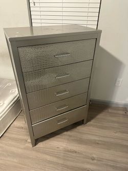 Gray tall dresser