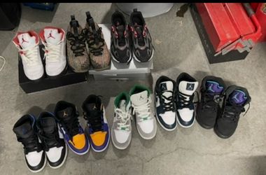 Several pairs of desirable Nikes.  Jordan’s LeBron  4 horseman