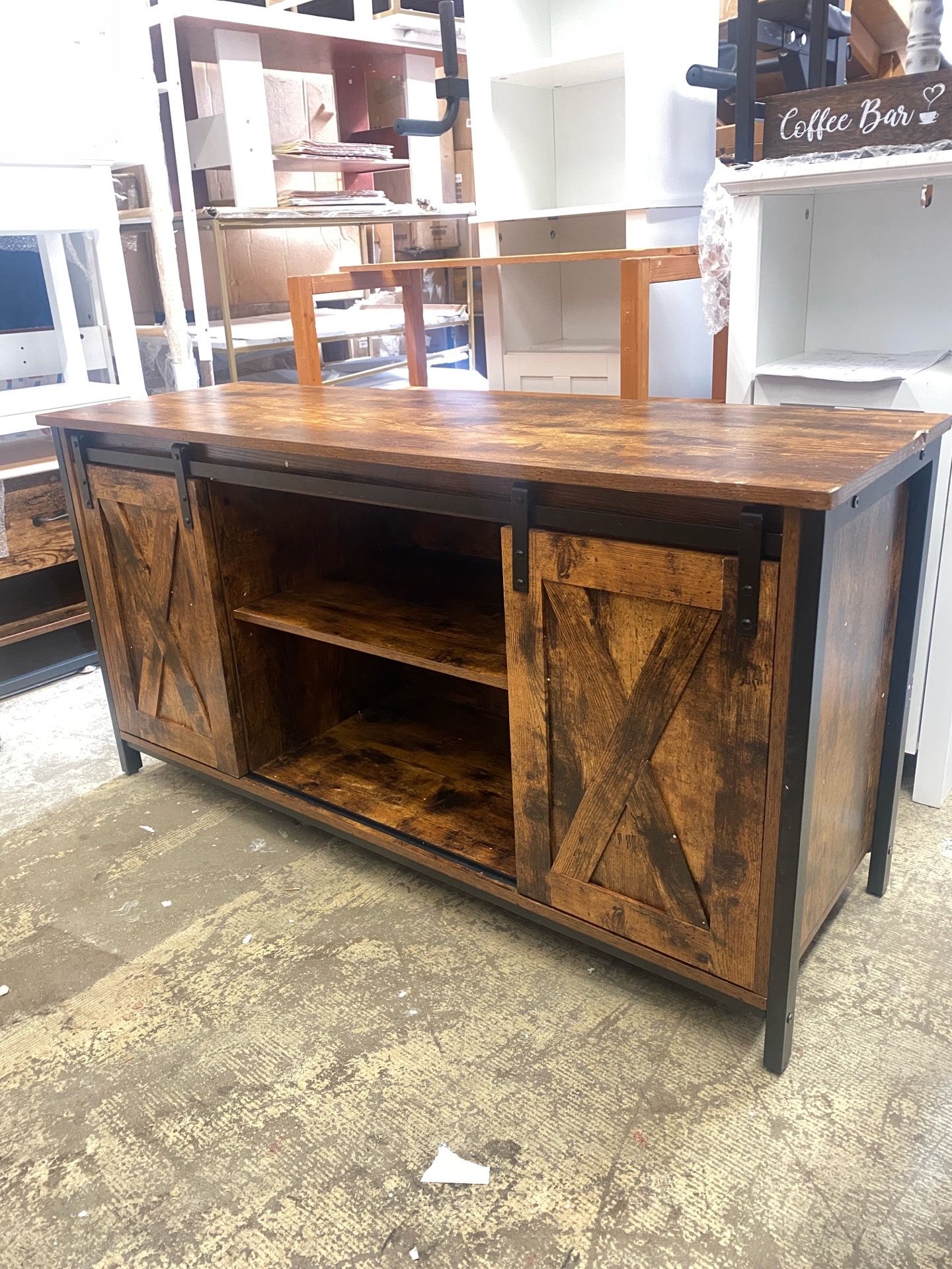 TV Stand with Sliding Barn Doors