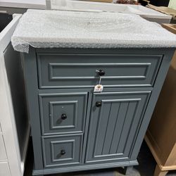 Sale $175 - Newly Assembled 24” Solid Wood Frame Bathroom Vanity with Sink Storage Cabinet 