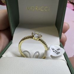 Moricci 925 Sterling Silver Ring Size 8 Round White Stone Prong Setting