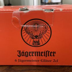 Jagermeister 2CL Shot Glass Set of 6 Frosted Stemmed 