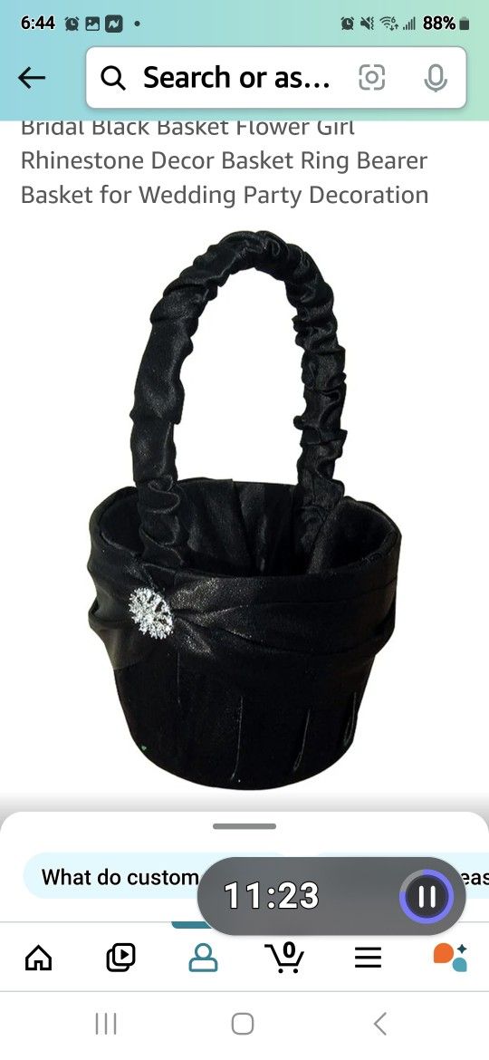 Flower Girl Basket With fake Black And Teal Flowers
