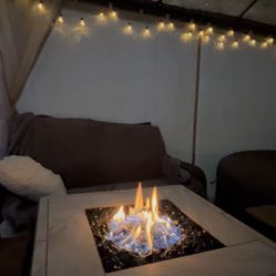 Fire Pit Table w/ Blue Stones