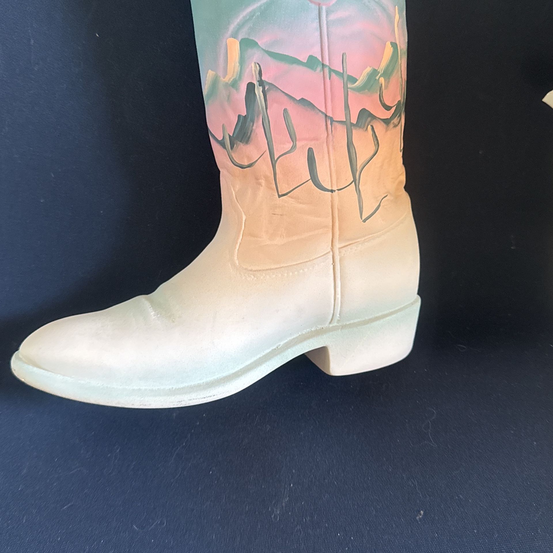 Vintage New West Pottery Hand Painted South Western Style Boot Vase