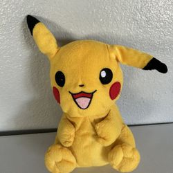 Vntage Pokemon Pikachu Plush Stuffed 2008  Game Freak Black Mouth Outline RARE