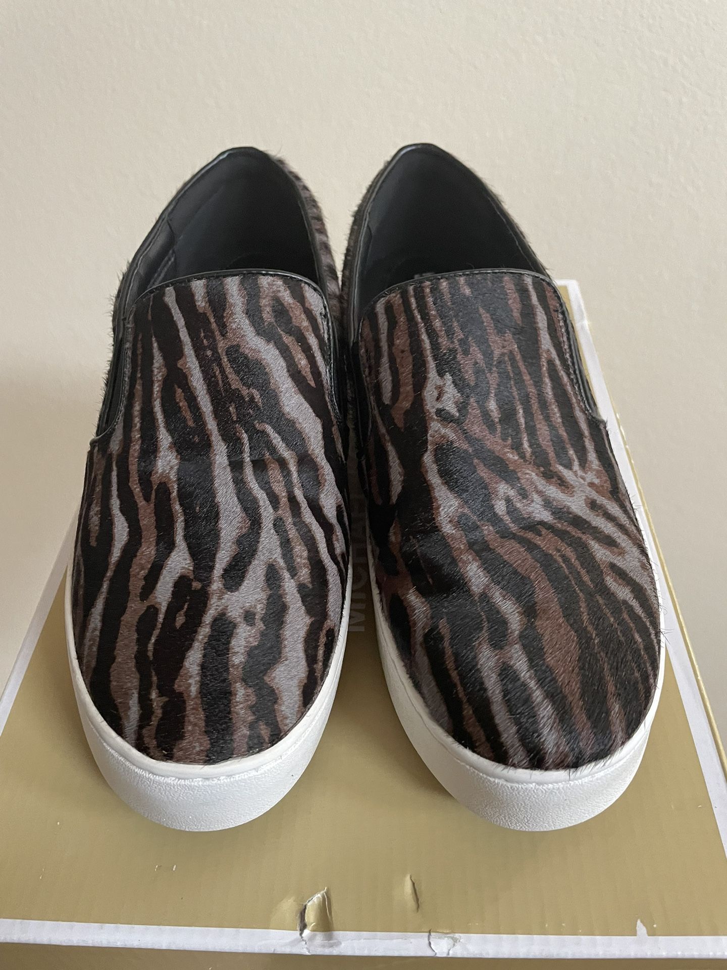 Loafer Mk Cheetah Shoes Womens Michael Kors Slip On Brown Cheetah