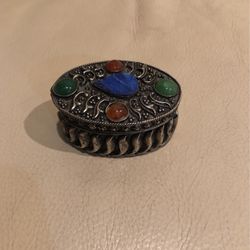 Sterling Silver with Gem Stones Jewelry Box