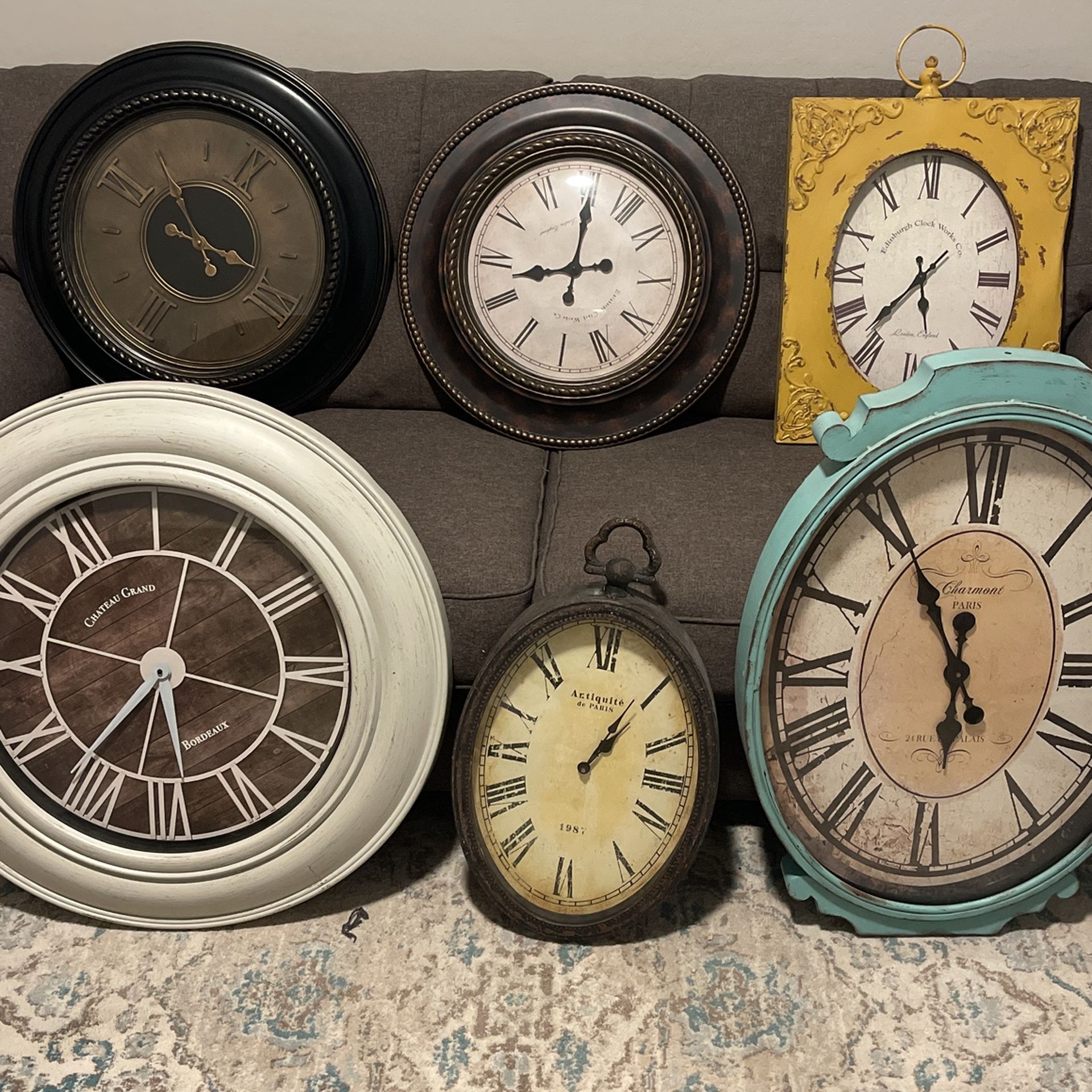 Clocks.