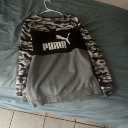  grey and black camo  puma crewneck sweater