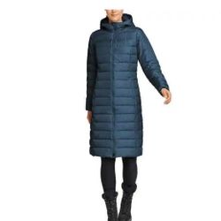Eddie Bauer Ladies' Hooded down Duffle Coat....size Large