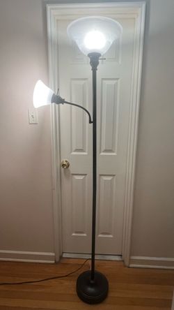 Hampton Bay 71.5”H Antique Dark Bronze Floor Lamp with Reading Light and Frosted Shades