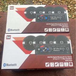 Am Fm Digital Bluetooth Car Stereo & Four 6 Way Speaker 