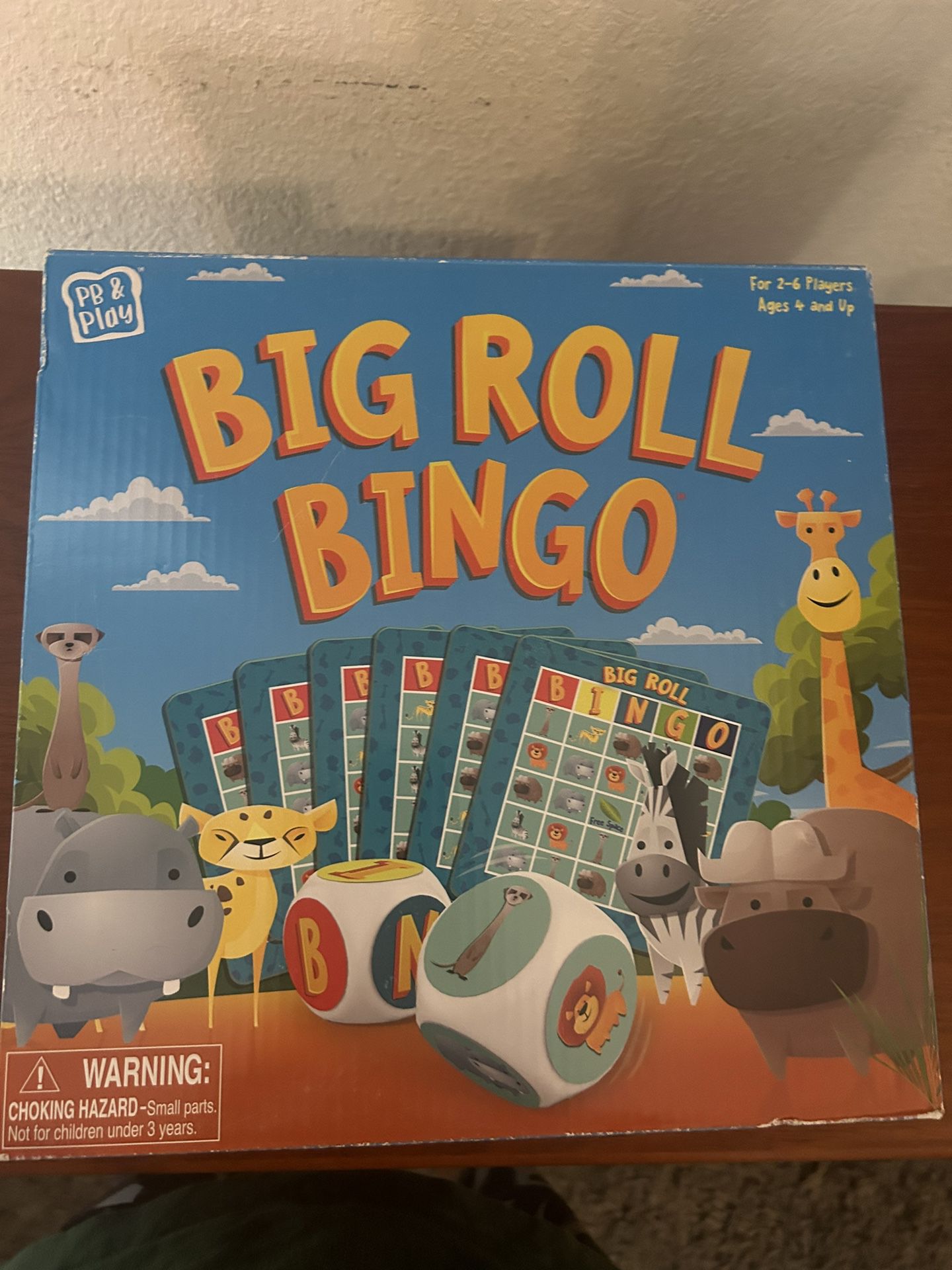 Big Roll Bingo Game with Safari Animals by Pressman 2-6 Players Ages 4+ NEW