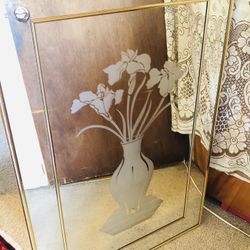 Hollywood Regency Etched Mirror 