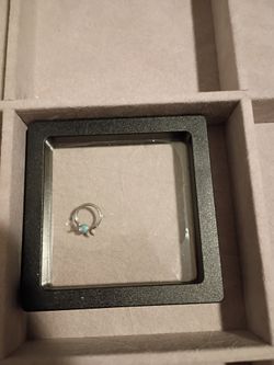 Silver Hoop Ring with Opal Stone