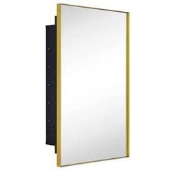 New in Box Recessed Mount 16x26'' Squared Rectangle Brushed Gold Bathroom Medicine Cabinet w/ Mirror