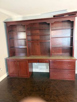 Credenza with desk and hutch. Custom cabinet maker.