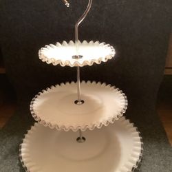 Fenton Silver Crest 3 Tier Tidbit Tray