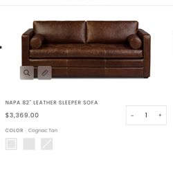 NAPA 82" LEATHER SLEEPER SOFA