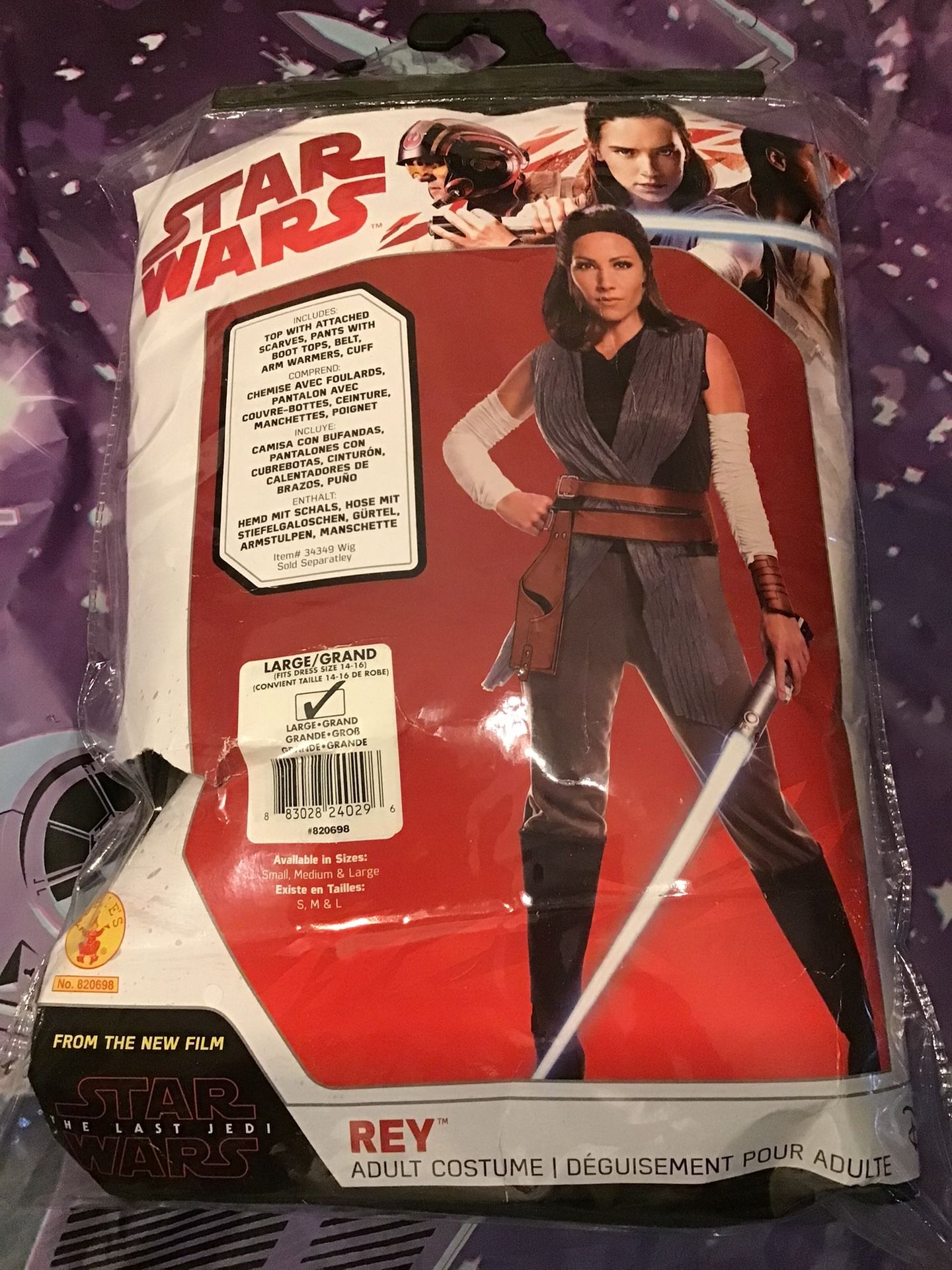 Star Wars Rey Costume Size Large -NEW