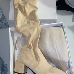 SHEIN Beige Thigh High Boots