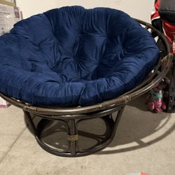 Better Homes & Gardens Emma Papasan Accent Chair, Blue Linen