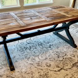 Rustic Dining Table - Gray Base Reclaimed Wood Top