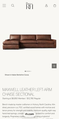 Restoration Hardware brown leather couch