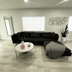 Couch Gray SÖDERHAMN Sectional, 4-seat with chaise, Fridtuna dark gray 