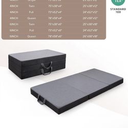 Vamcheer Tri Folding Mattress Queen Size - 6 Inch Foldable Mattress 