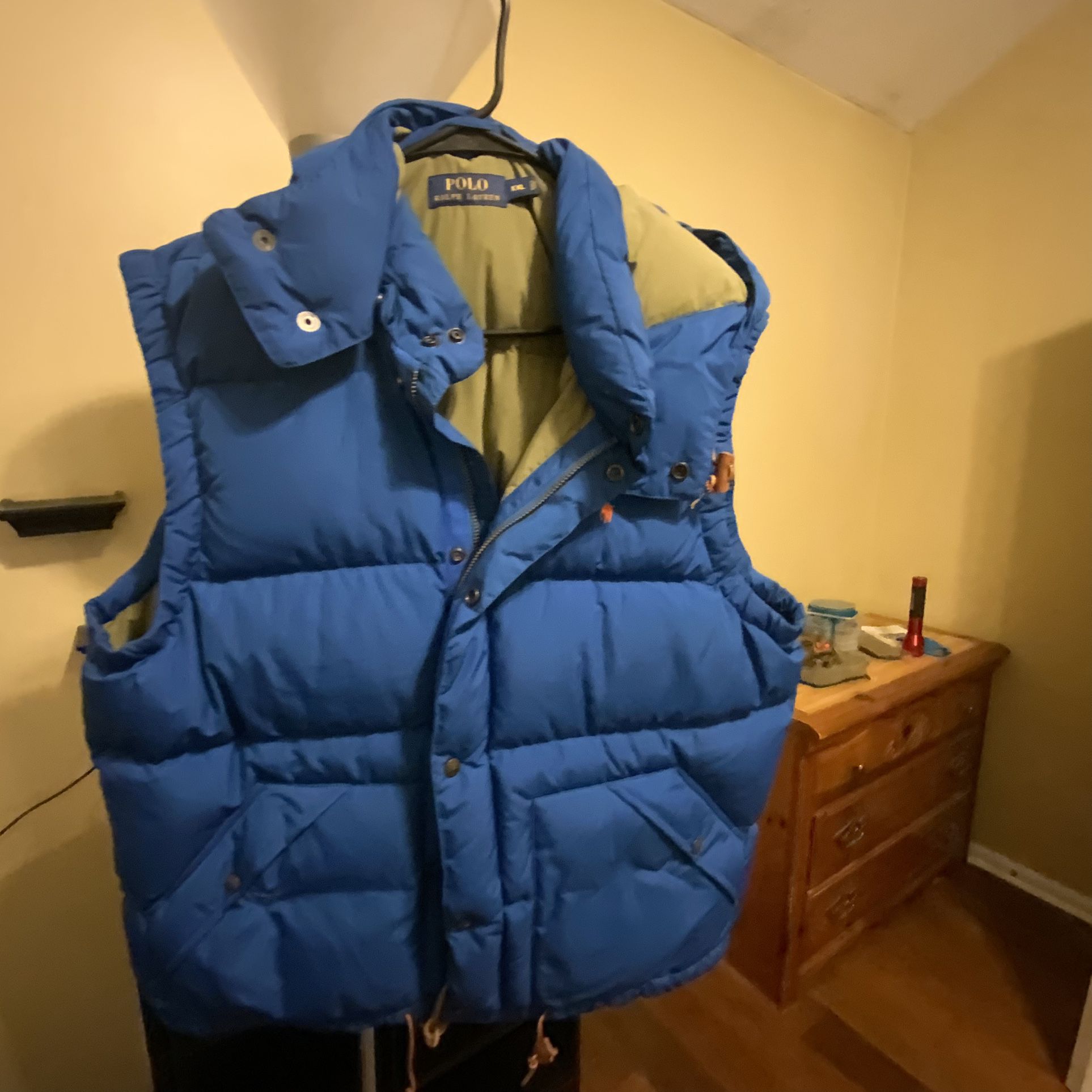 Ralph Lauren Blue Heavy Weight Vest With Removable Hood