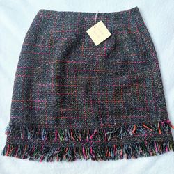 ✨ NWT NÜRODE TWEED SKIRT COLORFUL FRINGE XS ✨