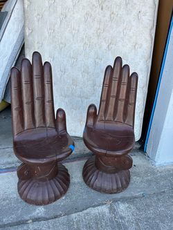 Vintage hand carved wood hand chairs