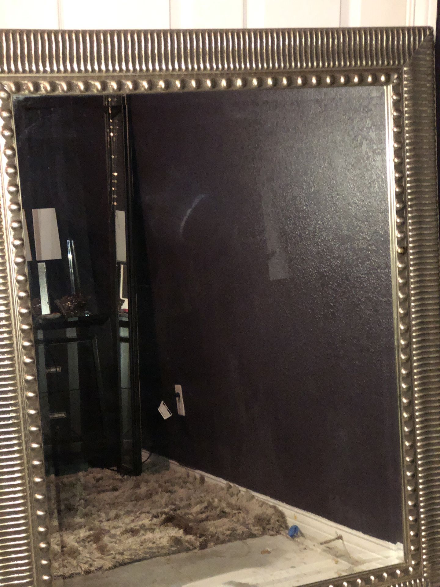 Large silver wall mirror ( approx 3 ft x 4 ft ) beautiful with beveled glass