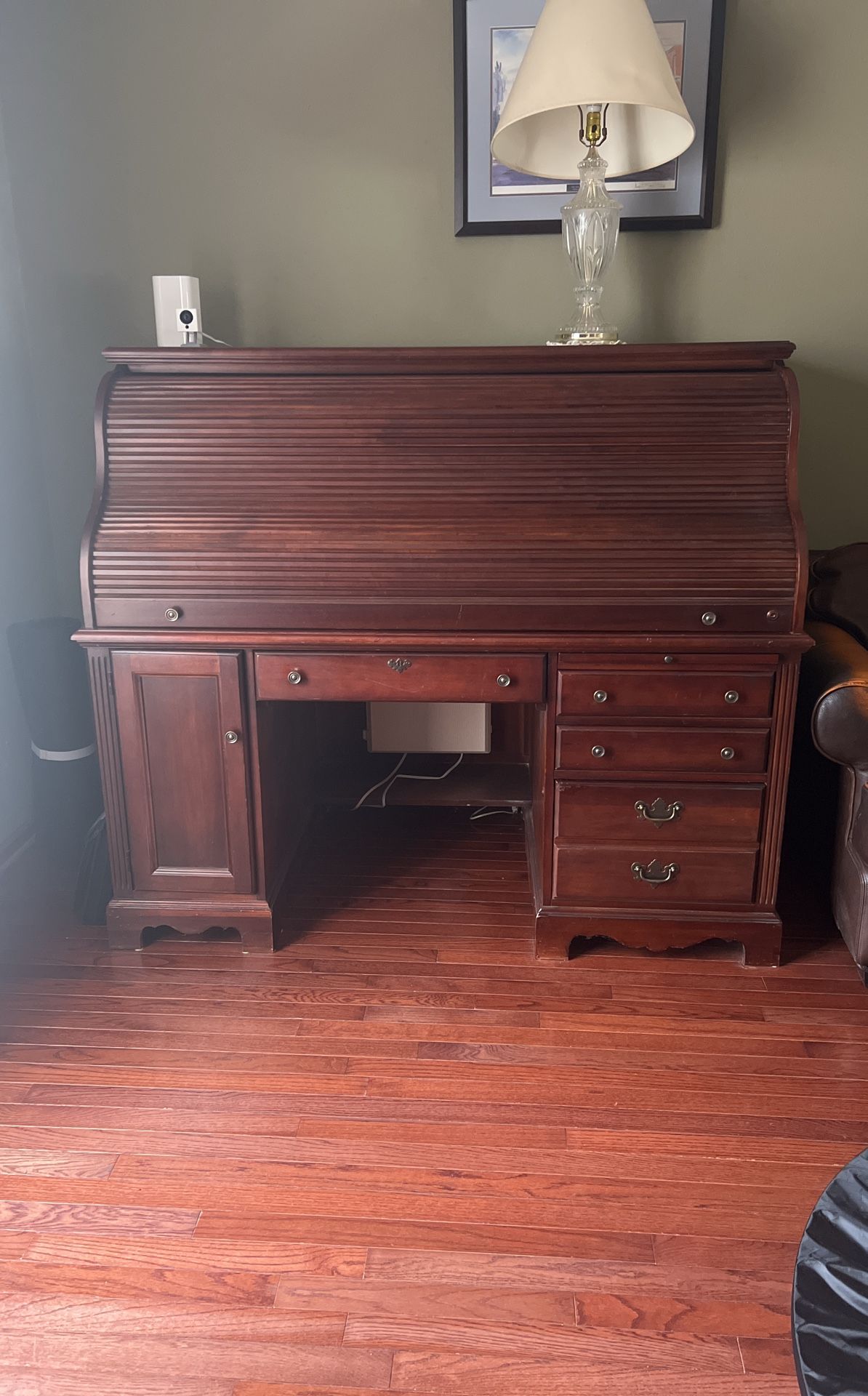 Large Cherrywood Roll Top Desk