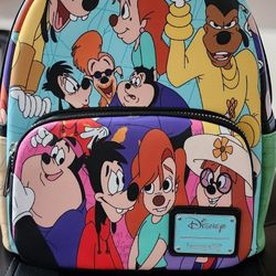 Disney Loungefly Mini Backpack, Card Holder, Wallet Goofy Movie Collage New Tags