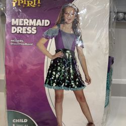 New Spirit Halloween Child’s Mermaid Dress Costume Size L 12/14