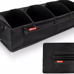 Home Innovation Trunk Organizer for SUV Car, Truck, Auto, Minivan - 4 Adjustable Compartments Foldable Portable Trunk Organizer, Heavy Duty Durable