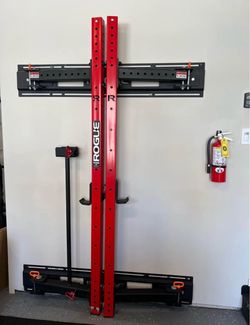 ROGUE RML-3WC FOLD BACK WALL MOUNT RACK, spotter arms and landmine
