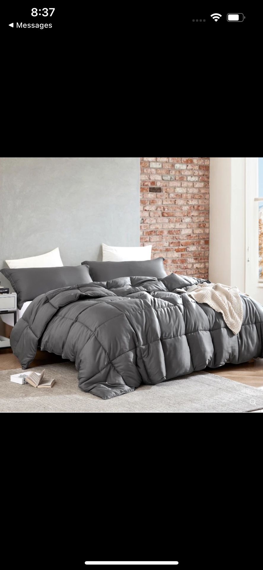 Snorze Cloud Comforter, Coma Inducer Ultra Cozy Bamboo, Oversized Twin, Charcoal